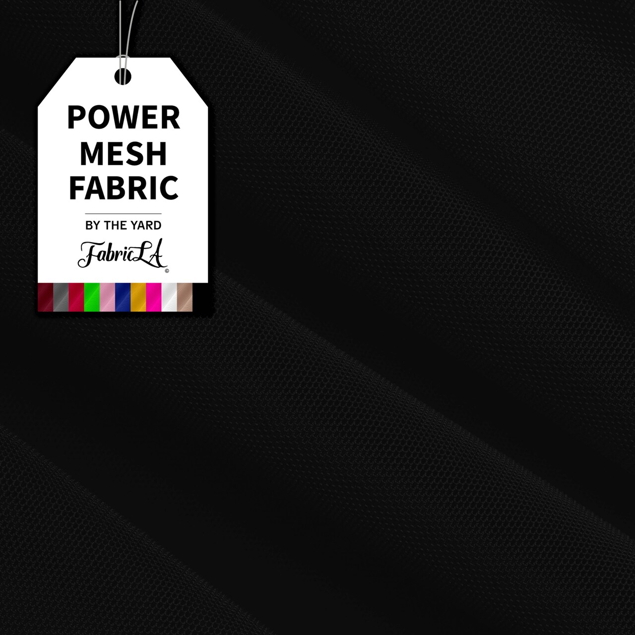 FabricLA Power Mesh Fabric Nylon Spandex - 60" Inches (150 cm) Wide - Use Mesh Fabric for Sewing, Sports Wear, Ballet, Workout Tights, Garments - Mesh Fabric by The Yard - Black, 10 Continuous Yards